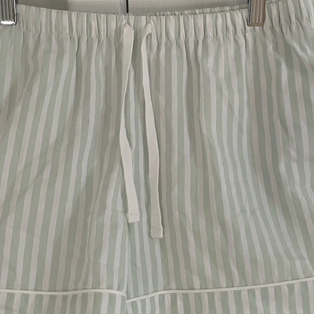 BEDHEAD Striped Classic Organic Cotton Lounge Pajama Set Mint Green Beach - Picture 7 of 9